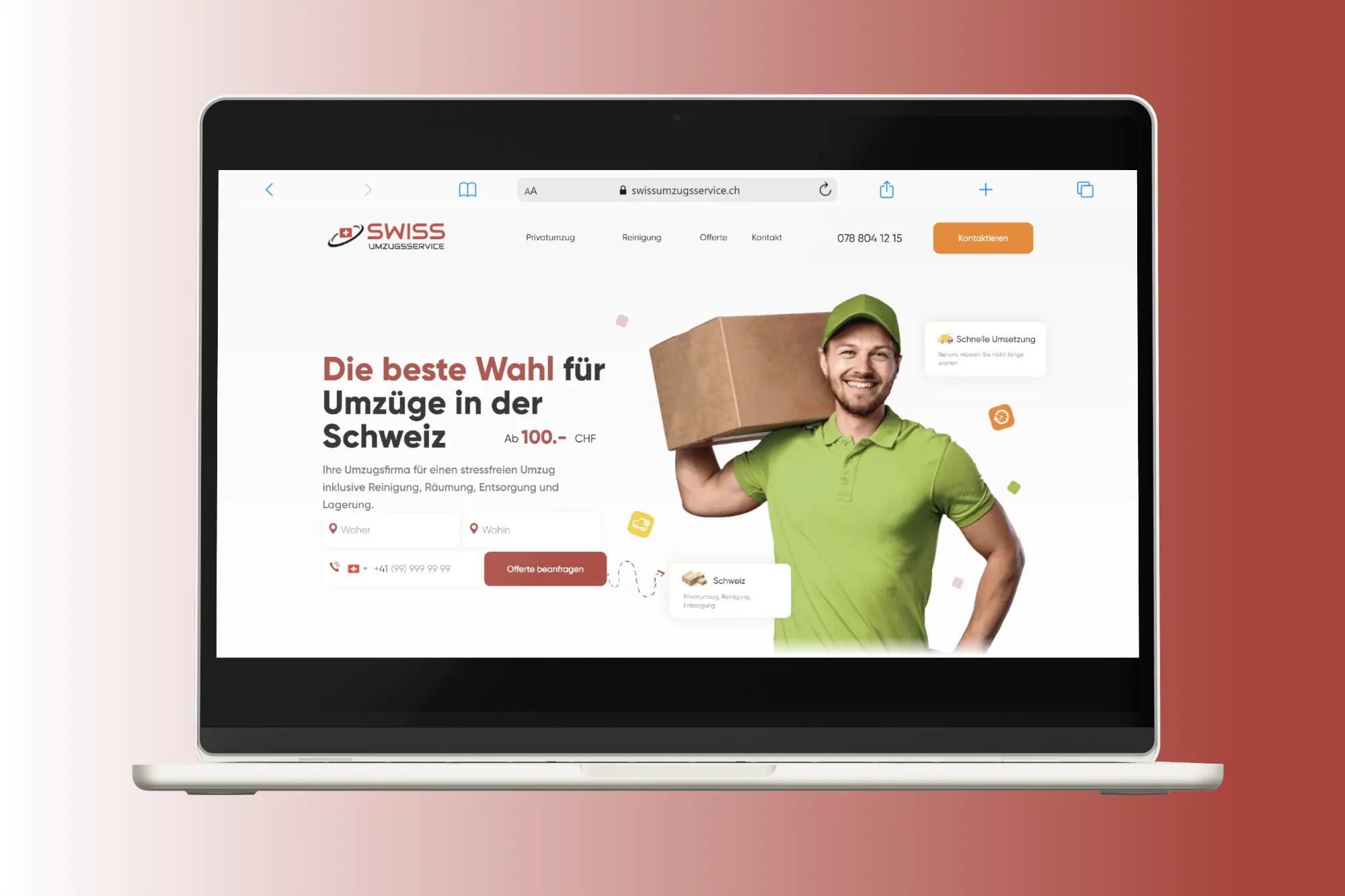 Webseite von SWISSUMZUGSSERVICE