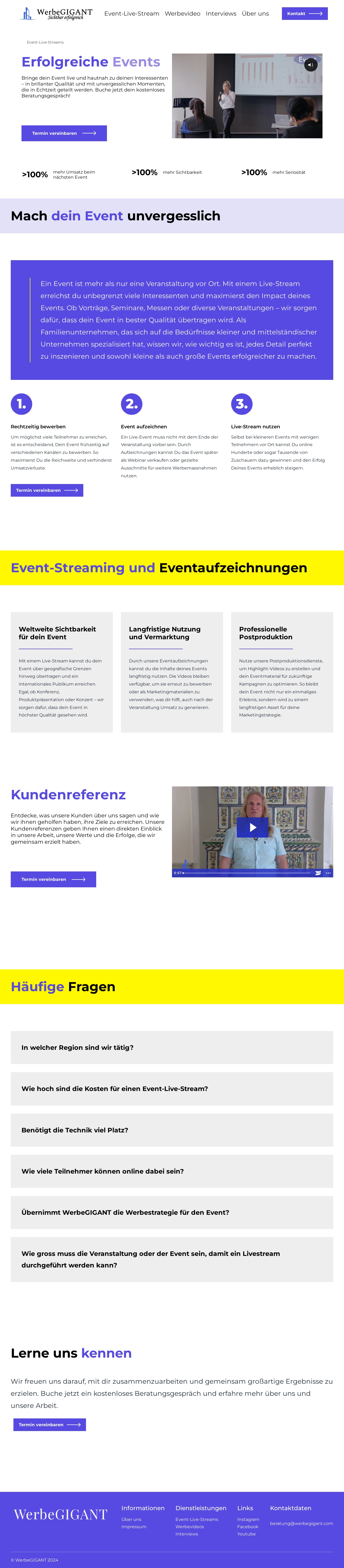 WerbeGIGANT - Event-Live-Streams Seite